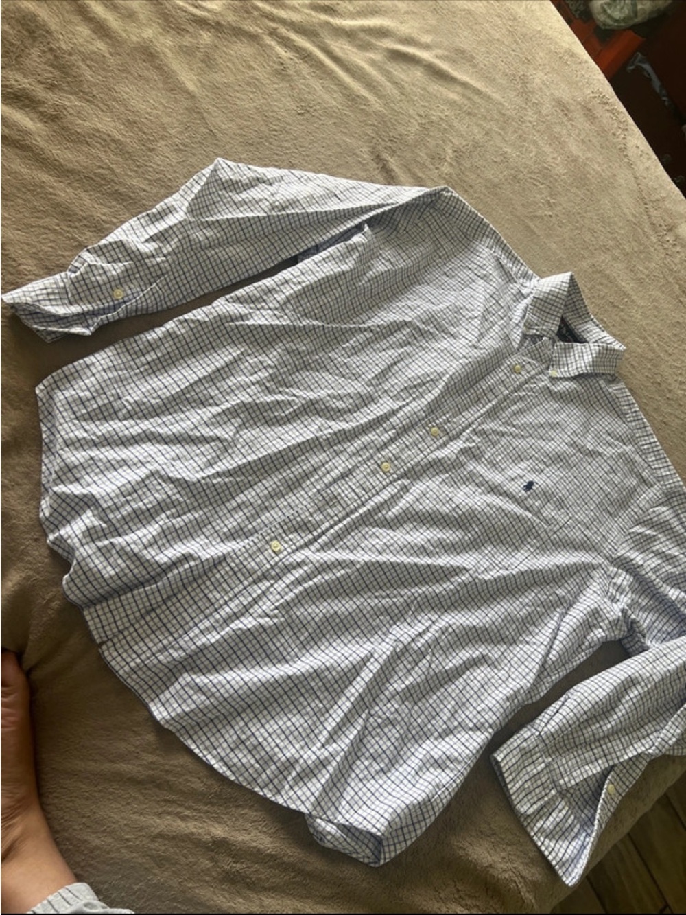 Ralph Lauren Light Blue and White Checked Button-Down Shirt